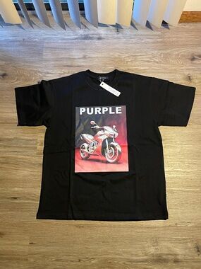 Purple Men’s Black Motorcycle Graphic Short Sleeve Tee